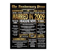 Stuff4 Gold 17th Anniversary Poster Unframed - Golden Married In 2009 Newspaper - 17 Wedding Anniversary for Men Women Vintage Gifts Back In 2009, 8x10 Inch Anniversaries Posters