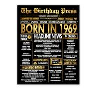 Stuff4 Gold 56th Birthday Poster Unframed - Golden Born In 1969 Newspaper - Happy 56 Birthday for Men Women Retro Vintage Gifts Back In 1969, 8x10 Inch Bday Party Decor Decoration