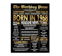 Stuff4 Gold 58th Birthday Poster Unframed, Golden Born In 1968 Newspaper