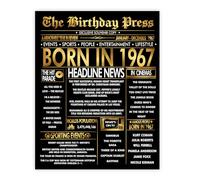 Stuff4 Gold 59th Birthday Poster Unframed, Golden Born In 1967 Newspaper