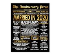Stuff4 Gold 5th Anniversary Poster Unframed - Golden Married In 2020 Newspaper - Happy 5 Wedding Anniversary for Men Women Vintage Gifts Back In 2020, 8x10 Inch Anniversaries Posters