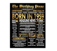 Stuff4 Gold 66th Birthday Poster Unframed - Golden Born In 1959 Newspaper - Happy 66 Birthday for Men Women Retro Vintage Gifts Back In 1959, 8x10 Inch Bday Party Decor Decoration