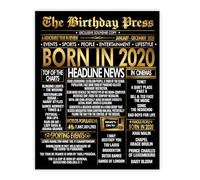 Stuff4 Gold 6th Birthday Poster Unframed, Golden Born In 2020 Newspaper