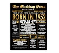 Stuff4 Gold 73rd Birthday Poster Unframed - Golden Born In 1952 Newspaper - Happy 73 Birthday for Men Women Retro Vintage Gifts Back In 1952, 8x10 Inch Bday Party Decor Decoration