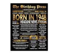 Stuff4 Gold 77th Birthday Poster Unframed - Golden Born In 1948 Newspaper - Happy 77 Birthday for Men Women Retro Vintage Gifts Back In 1948, 8x10 Inch Bday Party Decor Decoration