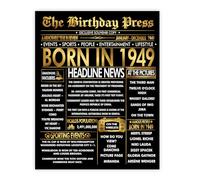 Stuff4 Gold 76th Birthday Poster Unframed - Golden Born In 1949 Newspaper - Happy 76 Birthday for Men Women Retro Vintage Gifts Back In 1949, 8x10 Inch Bday Party Decor Decoration