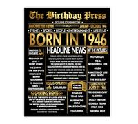Stuff4 Gold 79th Birthday Poster Unframed - Golden Born In 1946 Newspaper - Happy 79 Birthday for Men Women Retro Vintage Gifts Back In 1946, 8x10 Inch Bday Party Decor Decoration