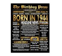 Stuff4 Gold 81st Birthday Poster Unframed - Golden Born In 1944 Newspaper - Happy 81 Birthday for Men Women Retro Vintage Gifts Back In 1944, 8x10 Inch Bday Party Decor Decoration