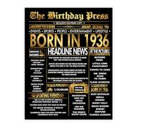 Stuff4 Gold 89th Birthday Poster Unframed - Golden Born In 1936 Newspaper - Happy 89 Birthday for Men Women Retro Vintage Gifts Back In 1936, 8x10 Inch Bday Party Decor Decoration
