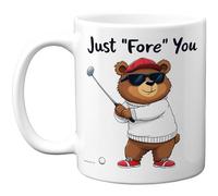 Stuff4 Golf Bear Mug - Just Fore You Cartoon Design - Fun Gift for Golf Lovers - 11oz Ceramic Gloss Mug
