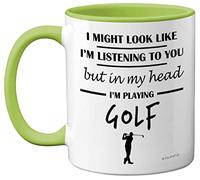 Stuff4 Golf Gifts for Men - in My Head - Funny Golf Presents for Men, Gifts for Golfers, Golf Presents, Golf Lover Gift, 11oz Ceramic Green Handle Premium Mugs (MUG-ST10-WLG-INMYHEAD-GOLF-FBA)