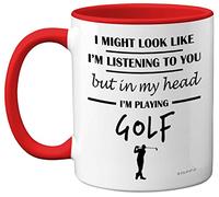 Golf Gifts for Men - in My Head I'm Playing Golf Mug - Funny Golf Presents for Men, Gifts for Golfers Men, Golf Presents, Golf Lover Gift Ideas, 11oz Ceramic Red Handle Premium Mugs - by Stuff4