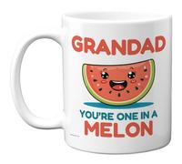 Stuff4 Grandad Mug - Watermelon Motif With'you're One in a Melon'slogan - Fun Novelty for Birthday or Father's Day - 11oz Ceramic Gloss Mug