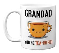 Stuff4 Grandad Mug - You're Tea - Riffic Slogan with Smiling Teacup - Cheerful Orange Family Design - 11oz Ceramic Gloss Mug