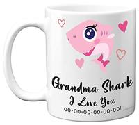 Grandma Birthday Mug - Grandma Shark - Grandma Birthday Gift from Granddaughter Grandson, Happy Birthday Grandma Gran from Toddler Baby, Christmas Tea Coffee 11oz Ceramic Dishwasher Safe Mugs Cup