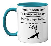 Stuff4 Gym Gifts - in My Head Mug - Funny Gift for Gym Lover Men Women - 11oz Premium Ceramic Dishwasher Safe Light Blue Handle Mugs Novelty Cup