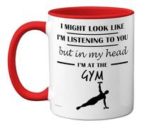 Stuff4 Gym Gifts - in My Head Mug - Funny Gift for Gym Lover Men Women - 11oz Premium Ceramic Dishwasher Safe Red Handle Mugs Novelty Cup