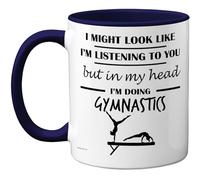 Stuff4 Gymnastics Gifts - in My Head Mug - Funny Gift for Gymnastics Lover Men Women - 11oz Premium Ceramic Dishwasher Safe Navy Blue Handle Mugs Novelty Cup