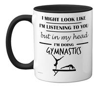 Stuff4 Gymnastics Gifts - in My Head Mug - Funny Gift for Gymnastics Lover Men Women - 11oz Premium Ceramic Dishwasher Safe Black Handle Mugs Novelty Cup