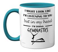 Stuff4 Gymnastics Gifts - in My Head Mug - Funny Gift for Gymnastics Lover Men Women - 11oz Premium Ceramic Dishwasher Safe Light Blue Handle Mugs Novelty Cup