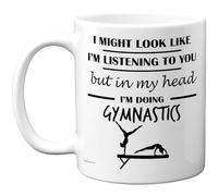 Stuff4 Gymnastics Gifts - in My Head Mug - Funny Gift for Gymnastics Lover Men Women - 11oz Premium Ceramic Dishwasher Safe White Handle Mugs Novelty Cup