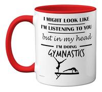 Stuff4 Gymnastics Gifts - in My Head Mug - Funny Gift for Gymnastics Lover Men Women - 11oz Premium Ceramic Dishwasher Safe Red Handle Mugs Novelty Cup