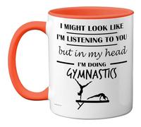 Stuff4 Gymnastics Gifts - in My Head Mug - Funny Gift for Gymnastics Lover Men Women - 11oz Premium Ceramic Dishwasher Safe Orange Handle Mugs Novelty Cup