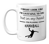 Stuff4 Handball Gifts - in My Head Mug - Funny Gift for Handball Lover Men Women - 11oz Premium Ceramic Dishwasher Safe White Handle Mugs Novelty Cup