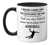 Stuff4 Handball Gifts - in My Head Mug - Funny Gift for Handball Lover Men Women - 11oz Premium Ceramic Dishwasher Safe Black Handle Mugs Novelty Cup
