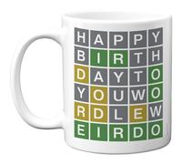 Stuff4 Happy Birthday Mug, Colourful Grid Text Design