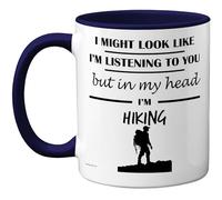 Stuff4 Hiking Gifts - in My Head Mug - Funny Gift for Hiking Lover Men Women - 11oz Premium Ceramic Dishwasher Safe Navy Blue Handle Mugs Novelty Cup