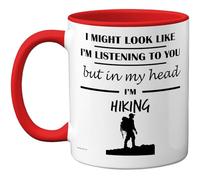 Stuff4 Hiking Gifts - in My Head Mug - Funny Gift for Hiking Lover Men Women - 11oz Premium Ceramic Dishwasher Safe Red Handle Mugs Novelty Cup