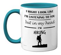 Stuff4 Hiking Gifts - in My Head Mug - Funny Gift for Hiking Lover Men Women - 11oz Premium Ceramic Dishwasher Safe Light Blue Handle Mugs Novelty Cup