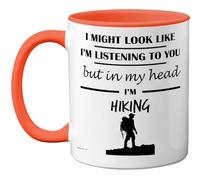 Stuff4 Hiking Gifts - in My Head Mug - Funny Gift for Hiking Lover Men Women - 11oz Premium Ceramic Dishwasher Safe Orange Handle Mugs Novelty Cup