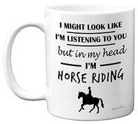 Horse Gifts for Women Men - in My Head I'm Horse Riding - Horse Riding Gifts for Horse Lovers, Horse Mugs for Girls, Horse Rider Gifts, 11oz Ceramic Dishwasher Safe Premium Mugs Cup - by Stuff4