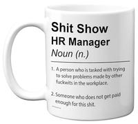 HR Manager Mug - Sh*t Show - Novelty Gifts for HR Manager from Colleague Friend, Rude Joke Presents, 11oz Ceramic Dishwasher Safe Premium Gift Mugs
