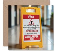 Stuff4 Humorous Grandpa 80th Birthday Card - Funny Warning Sign - Square Greeting Card with Envelope Blank Inside - Premium Quality 145mm x 145mm
