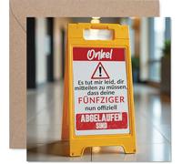 Stuff4 Humorous Uncle 60th Birthday Card - Funny Warning Sign - Square Greeting Card with Envelope Blank Inside - Premium Quality 145mm x 145mm