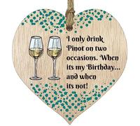 Stuff4 I Only Drink Pinot Hanging Wooden Heart Sign Plaque Pinot Gift Set