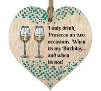 Stuff4 I Only Drink Prosecco Hanging Wooden Heart Sign Plaque Prosecco Gift Set - Light Wood Hearts, Funny Birthday Keepsake, Hang Around a Prosecco Miniatures Gift Sets, Prosecco Signs for Home Bar