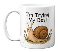 Stuff4 I'm Trying My Best Mug, Cute Snail Cartoon with Flowers
