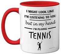 Stuff4 in My Head I'm Playing Tennis Mug | Funny Gifts for Players, Lover Presents, 11oz Ceramic Dishwasher Safe Red Premium Mugs Novelty Cup