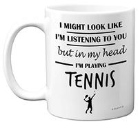 Stuff4 in My Head I'm Playing Tennis Mug | Funny Gifts for Players, Lover Presents, 11oz Ceramic Dishwasher Safe Premium Mugs Novelty Cup