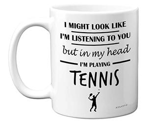 Stuff4 in My Head I'm Playing Tennis Mug | Funny Gifts for Players, Lover Presents, 11oz Ceramic Dishwasher Safe Premium Mugs Novelty Cup