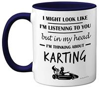 Karting Gifts - in My Head I'm Thinking About Karting - Funny Karting Gifts Men Women, Go Kart Gifts, Motorsport Mug, Racing Gifts, 11oz Ceramic Navy Blue Handle Premium Mugs Novelty Cup - by Stuff4