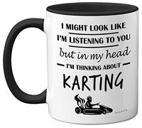 Karting Gifts - in My Head I'm Thinking About Karting - Funny Karting Gifts Men Women, Go Kart Gifts, Motorsport Mug, Racing Gifts, 11oz Ceramic Black Handle Premium Mugs Novelty Cup - by Stuff4