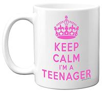 Keep Calm I'm A Teenager Mug - 13th Birthday Gifts for Girls and Boys - 11oz White Ceramic Dishwasher Safe Mugs, Birthday Christmas Funny Mugs for Her or Him, Teenager Gift - UK Made - Pink