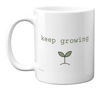 Stuff4 Keep Growing Mug, Minimal Sprout Design, Uplifting Plant Lover Gift