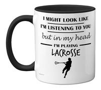 Stuff4 Lacrosse Gifts - in My Head Mug - Funny Gift for Lacrosse Lover Men Women - 11oz Premium Ceramic Dishwasher Safe Black Handle Mugs Novelty Cup