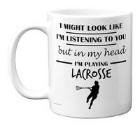 Stuff4 Lacrosse Gifts - in My Head Mug - Funny Gift for Lacrosse Lover Men Women - 11oz Premium Ceramic Dishwasher Safe White Handle Mugs Novelty Cup